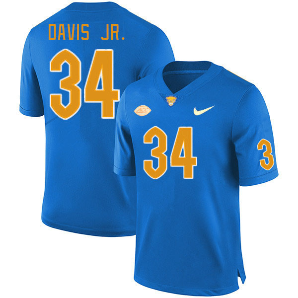 Men #34 Derrick Davis Jr. Pitt Panthers College Football Jerseys Stitched Sale-Royal